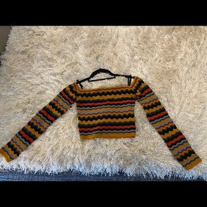 Multi-Color Chevron Pointelle Top
